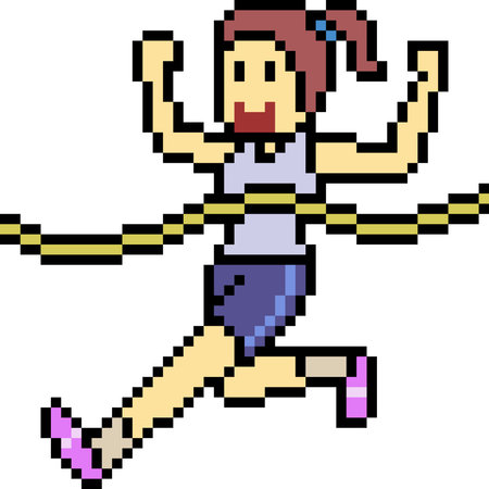 vector pixel art running sport isolated