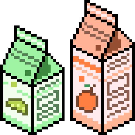 vector pixel art juice package isolatedのイラスト素材