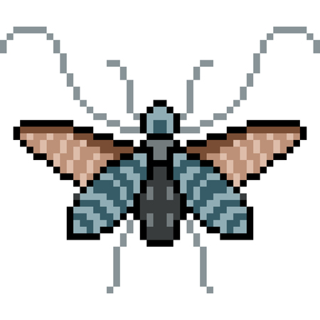 vector pixel art bug solatedのイラスト素材