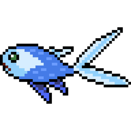 vector pixel art deep sea fish isolatedのイラスト素材