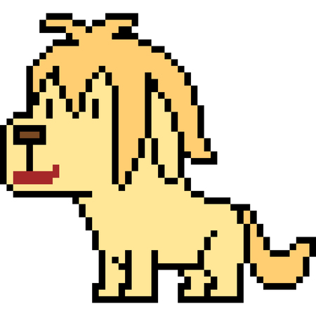 vector pixel art dog golden retriever isolatedのイラスト素材