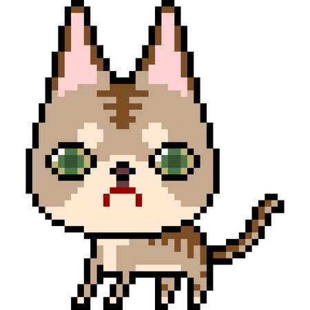vector pixel art cat isolatedのイラスト素材