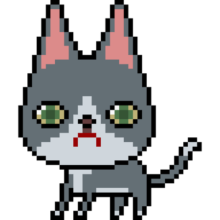 vector pixel art cat isolatedのイラスト素材