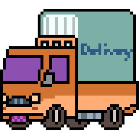 vector pixel art truck isolatedのイラスト素材
