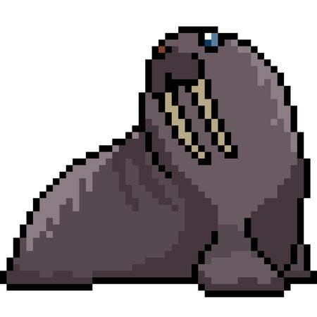 Vector pixel art walrus isolatedのイラスト素材