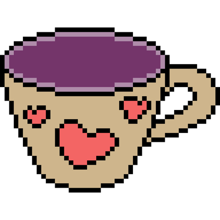 Vector pixel art heart cup isolatedのイラスト素材