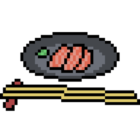 Vector pixel art food restaurant isolatedのイラスト素材
