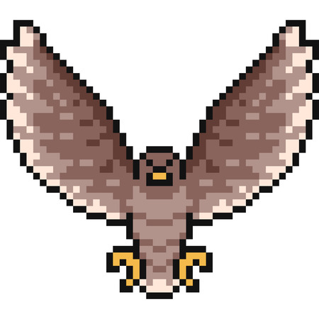 Vector pixel art hawk isolatedのイラスト素材