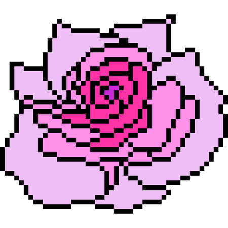 Vector pixel art rose purple isolatedのイラスト素材
