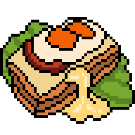Vector pixel art food bread isolatedのイラスト素材