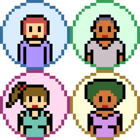 vector pixel art people isolated