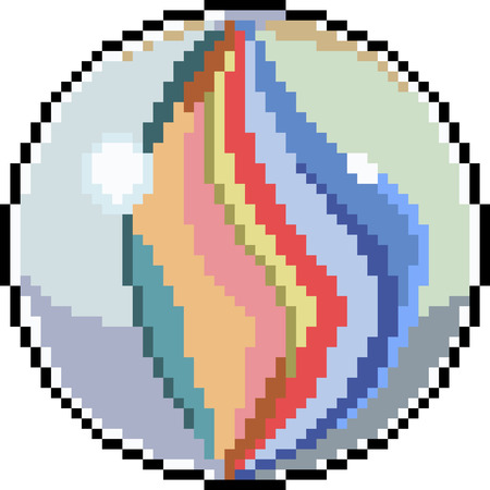 Vector pixel art glass Marble ball isolatedのイラスト素材
