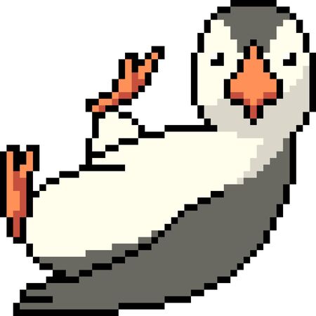 Pixel art penguin isolated on white background.のイラスト素材