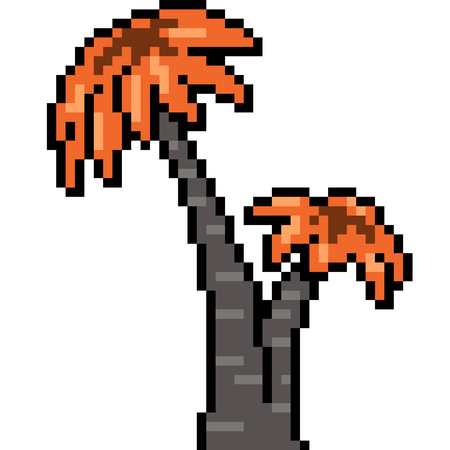 vector pixel art palm tree isolatedのイラスト素材