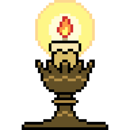 Pixel art candle isolated on white backgroundのイラスト素材