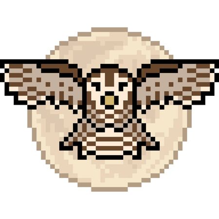vector pixel art owl fly isolatedのイラスト素材
