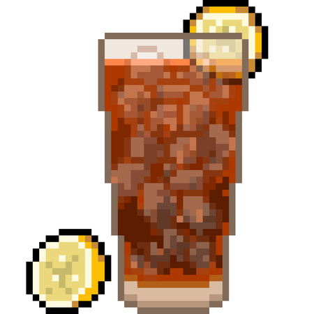 Vector pixel art cold juice isolatedのイラスト素材