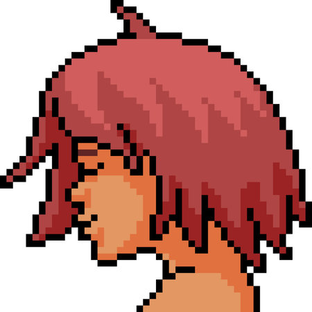 Pixel art of the head of woman isolated on white background.のイラスト素材