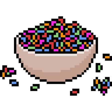Pixel kid of a bowl of kid's snack isolated on white background.のイラスト素材