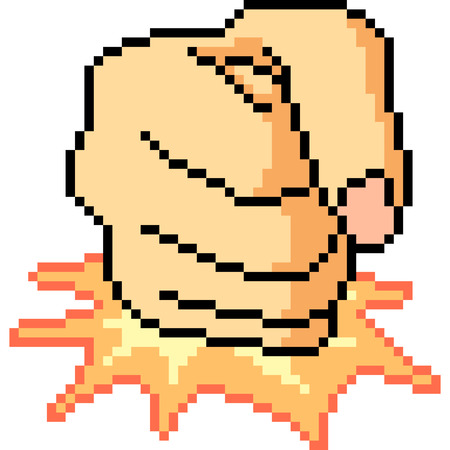 Pixel art of hand gesture fist hit on white background.のイラスト素材