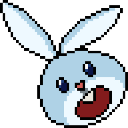 Pixel art of a bunny face isolated on white background.のイラスト素材