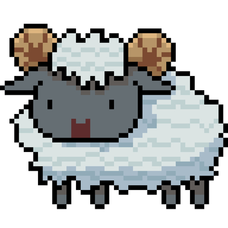 vector pixel art sheep isolated cartoonのイラスト素材