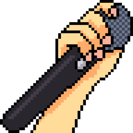 vector pixel art microphone isolated cartoonのイラスト素材