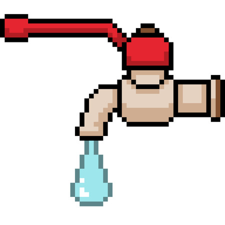 vector pixel art tap water isolated cartoonのイラスト素材