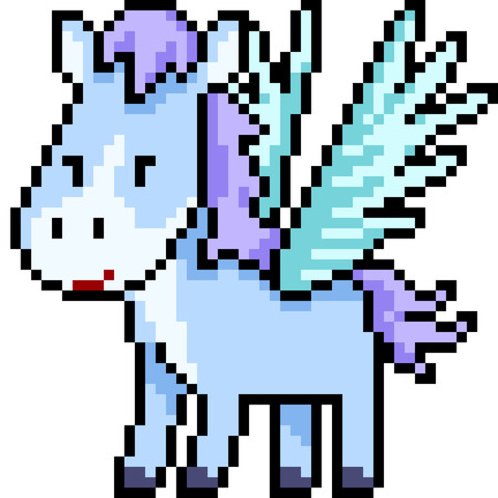 vector pixel art pegasus wing isolated cartoonのイラスト素材
