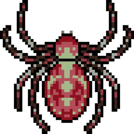 vector pixel art spider isolated cartoonのイラスト素材