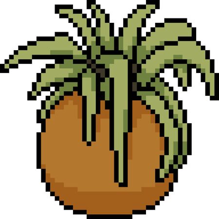 vector pixel art plant pot isolated cartoonのイラスト素材