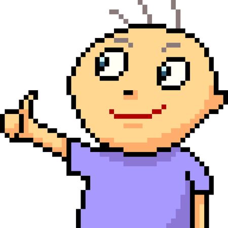 vector pixel art kid approve isolated cartoonのイラスト素材