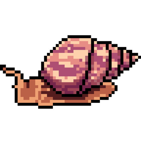 vector pixel art snail isolated cartoonのイラスト素材