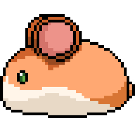 vector pixel art hamster furball isolated cartoonのイラスト素材