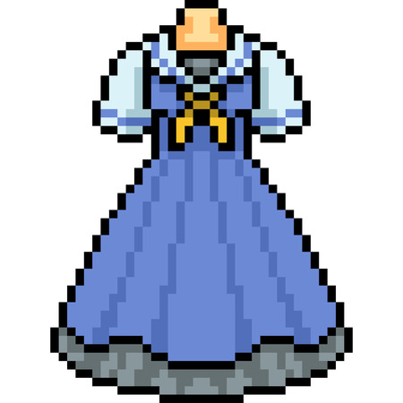 vector pixel art female dress isolated cartoonのイラスト素材