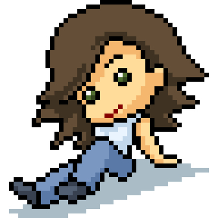 vector pixel art woman pose isolated cartoonのイラスト素材
