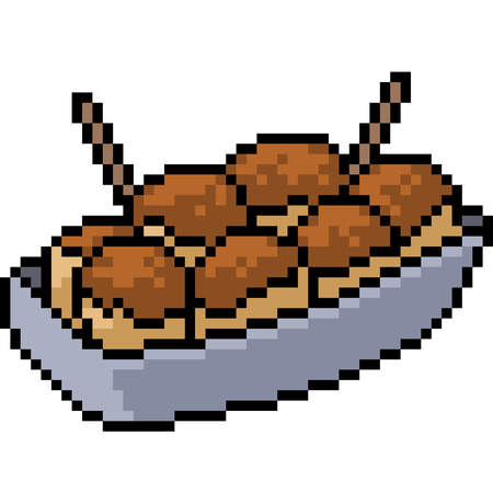 Vector pixel art takoyaki isolated cartoonのイラスト素材