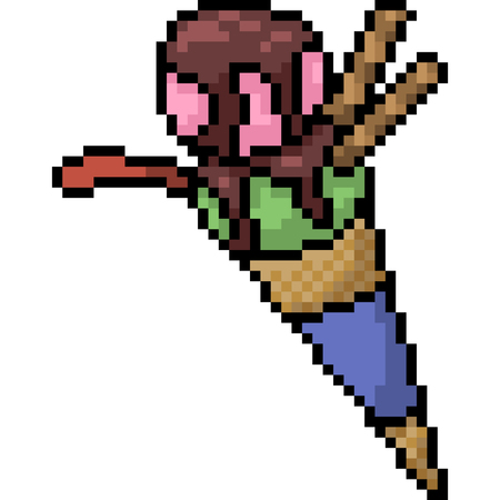 Vector pixel art ice cream cone isolated cartoonのイラスト素材