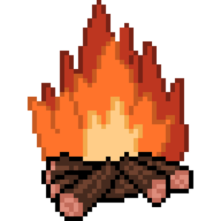 vector pixel art fire isolated cartoonのイラスト素材