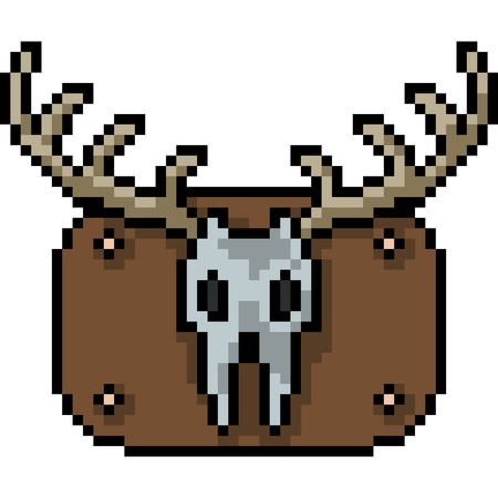 vector pixel art deer skull isolated cartoonのイラスト素材