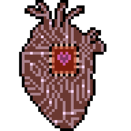 vector pixel art heart electronic isolated cartoonのイラスト素材