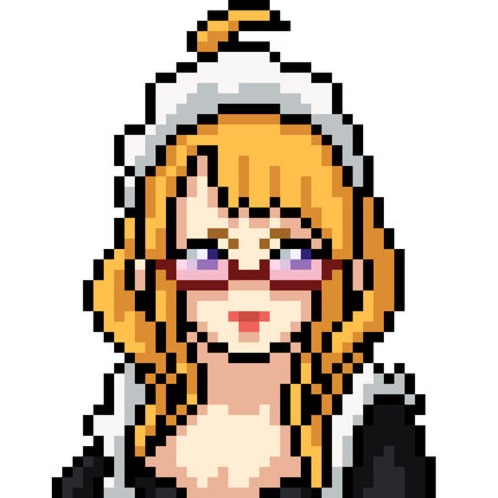 vector pixel art girl anime isolated cartoon