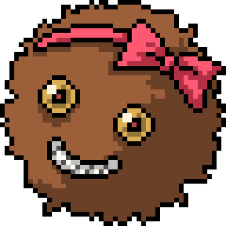 vector pixel art fur ball monster isolated cartoonのイラスト素材