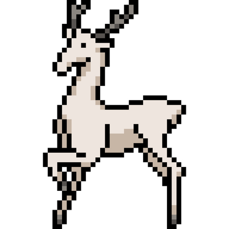 vector pixel art white deer isolated cartoonのイラスト素材