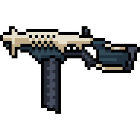 vector pixel art sci fi machine gun isolated cartoonのイラスト素材