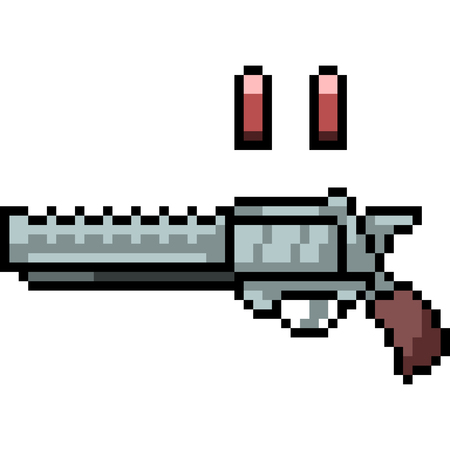 vector pixel art gun isolated cartoonのイラスト素材