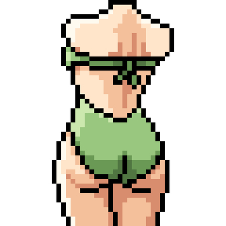 vector pixel art woman swimsuit isolated cartoonのイラスト素材