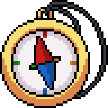 vector pixel art compass isolated cartoonのイラスト素材