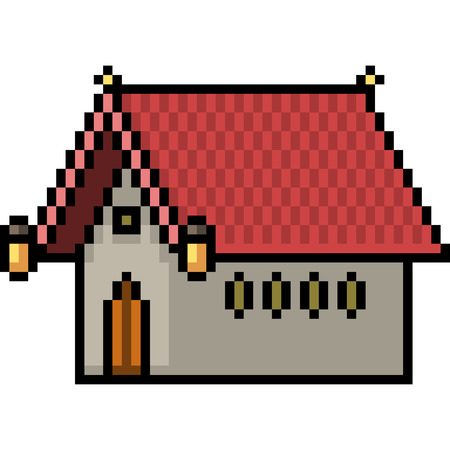 vector pixel art thai hut isolated cartoonのイラスト素材