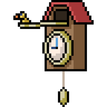 vector pixel art alarm clock isolated cartoonのイラスト素材
